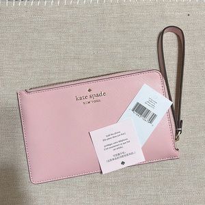Kate Spade Medium L-Zip Wristlet Light Crepe Saffiano Leather